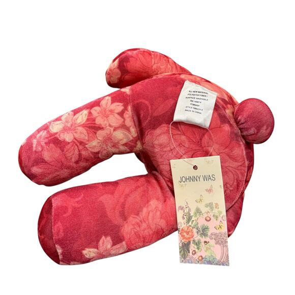 JOHNNY WAS pink printed velvet teddy bear, NWT - Picture 4 of 7